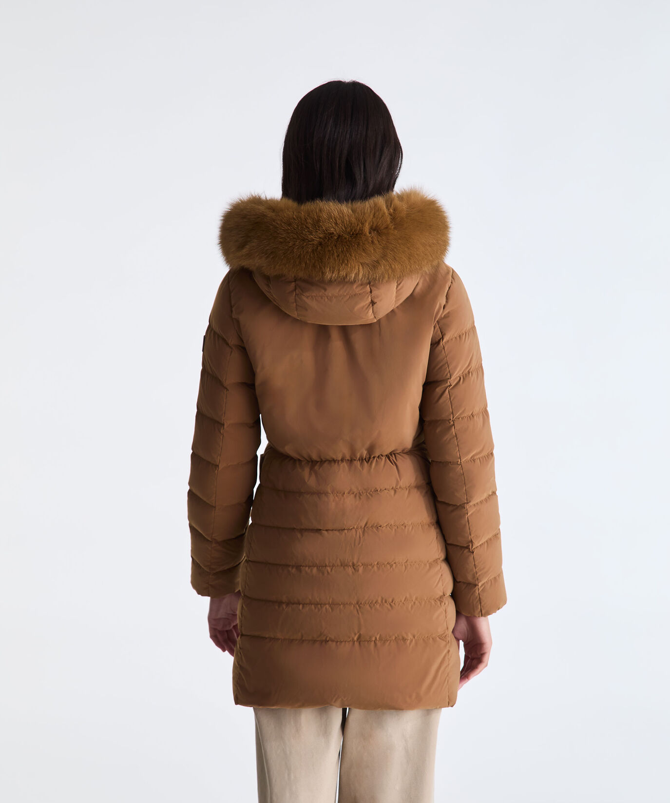 Lange Daunenjacke mit hohem Kragen und Pelzbesatz  Peuterey - large
