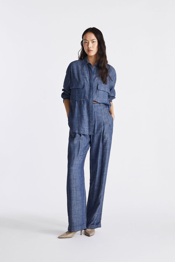 Oversize linen-blend denim shirt  Peuterey - medium