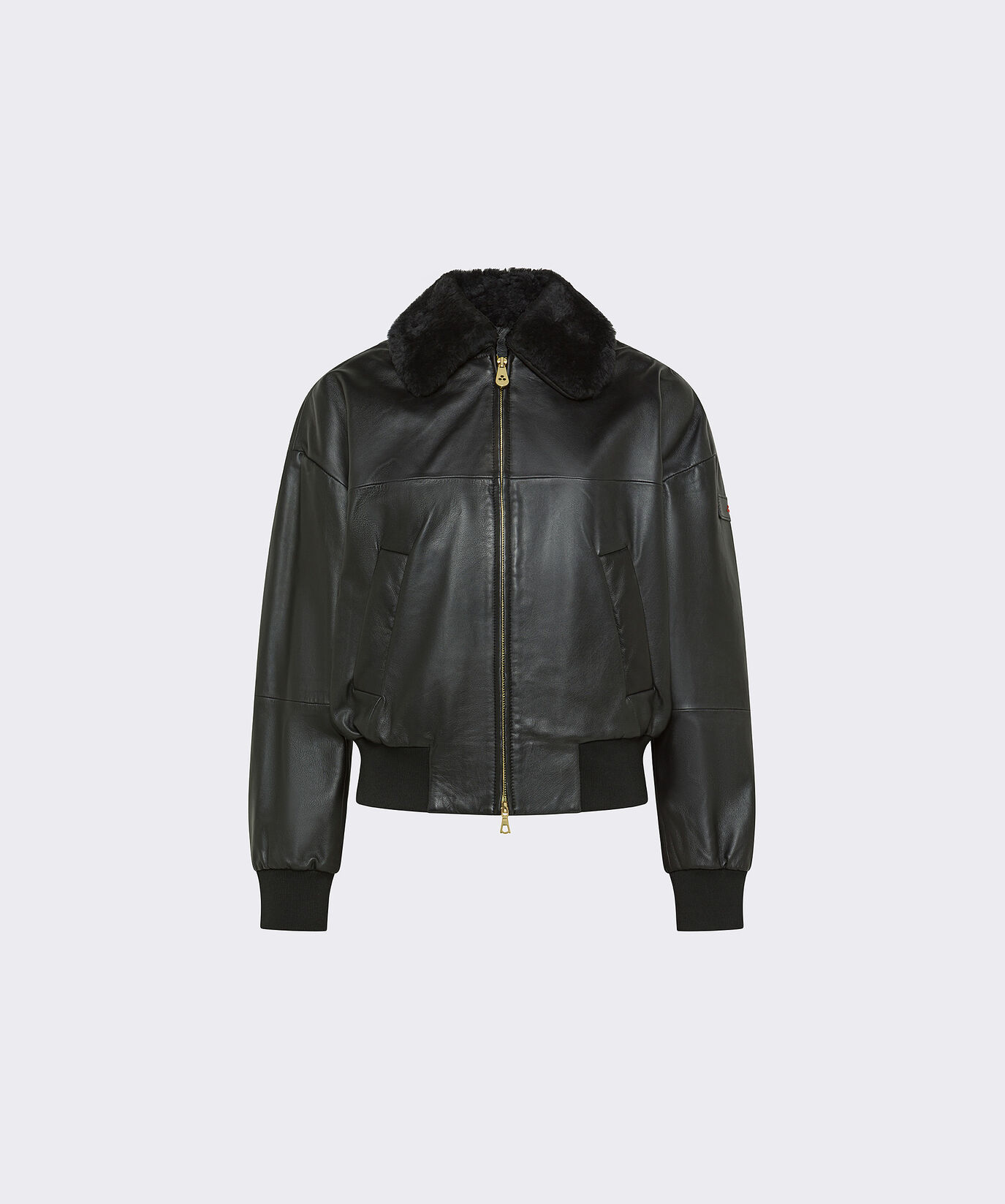 Leather Bomber Jacket with Sheepskin Trim  Peuterey - large