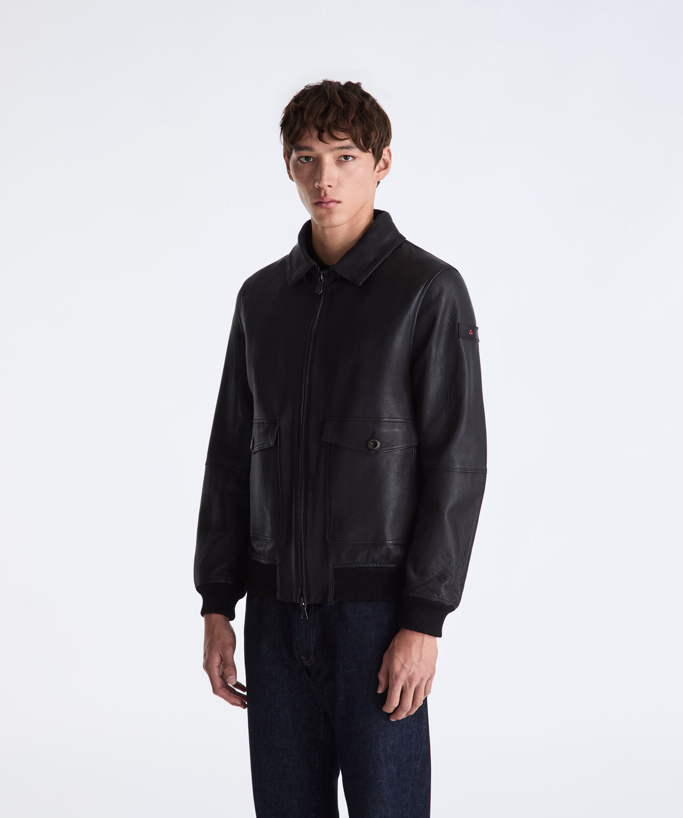 Wool Jersey and Leather Bomber Jacket  Peuterey - large