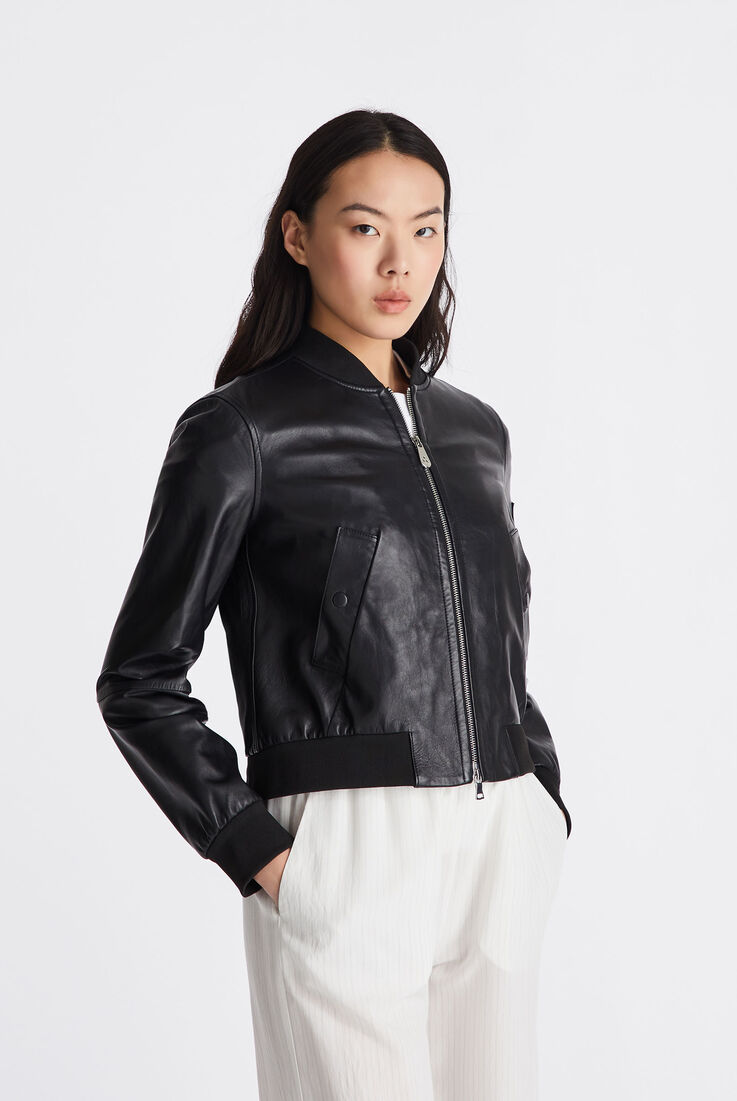 Blouson en cuir nappa teint avec d&eacute;tails en maille  Peuterey - medium