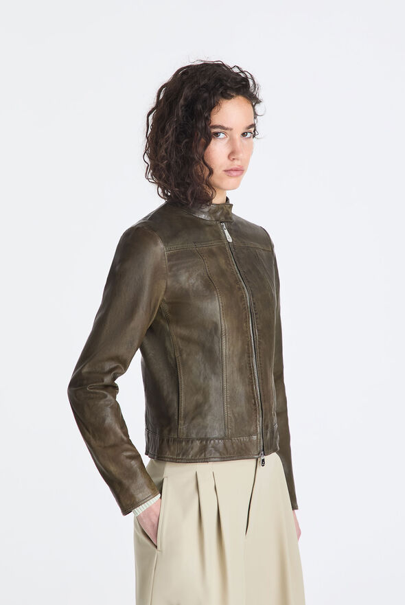 Worn-effect leather biker jacket  Peuterey - medium