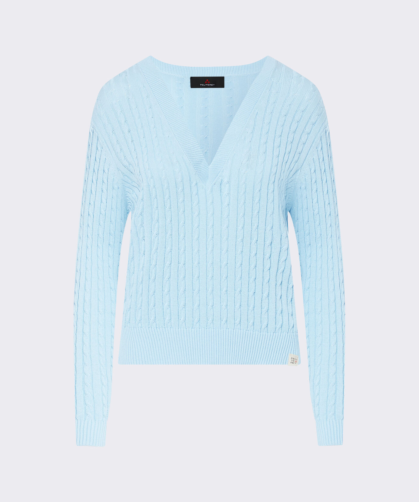 Pull &agrave; torsades avec encolure en V  Peuterey - large