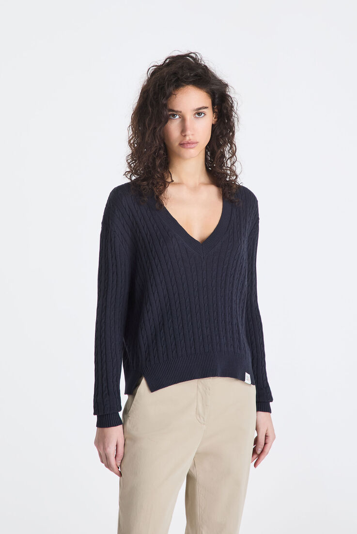 Pull &agrave; torsades avec encolure en V  Peuterey - medium