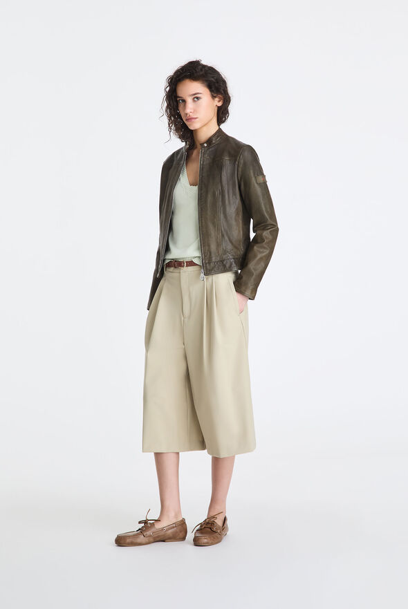 Worn-effect leather biker jacket  Peuterey - medium