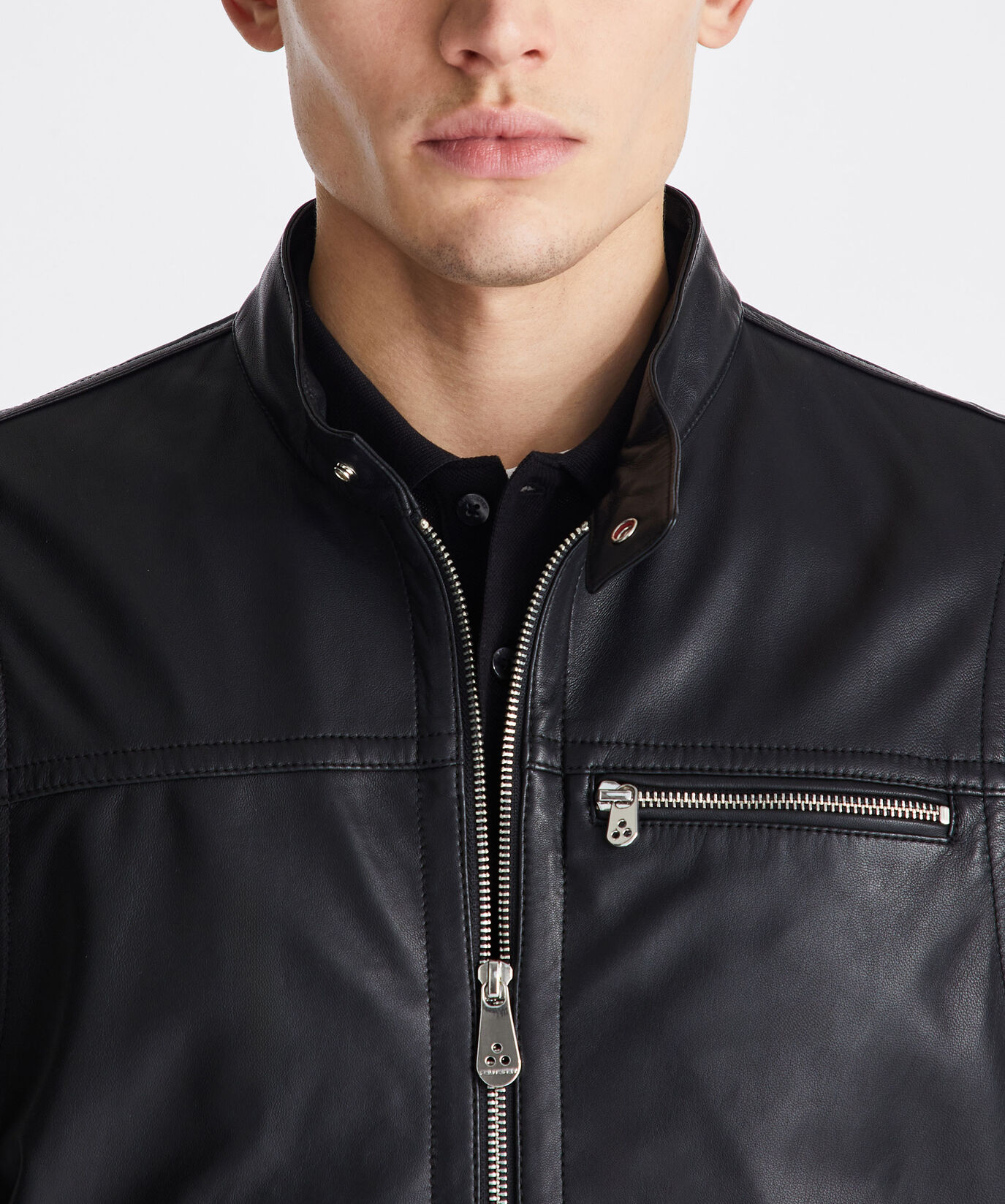 Leather biker jacket with chest pockets  Peuterey - large