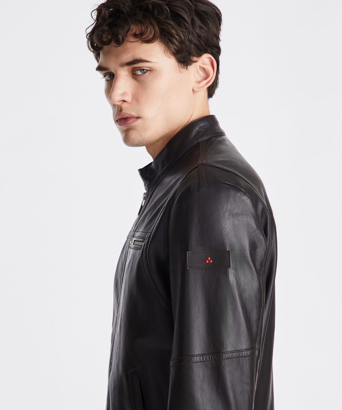 Leather biker jacket with chest pockets  Peuterey - large