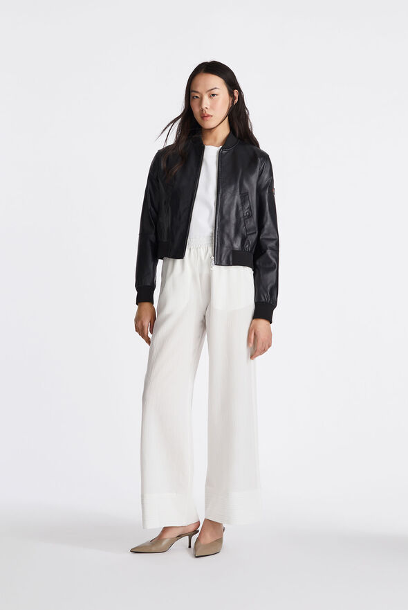 Dyed Nappa leather bomber jacket with knitted details  Peuterey - medium