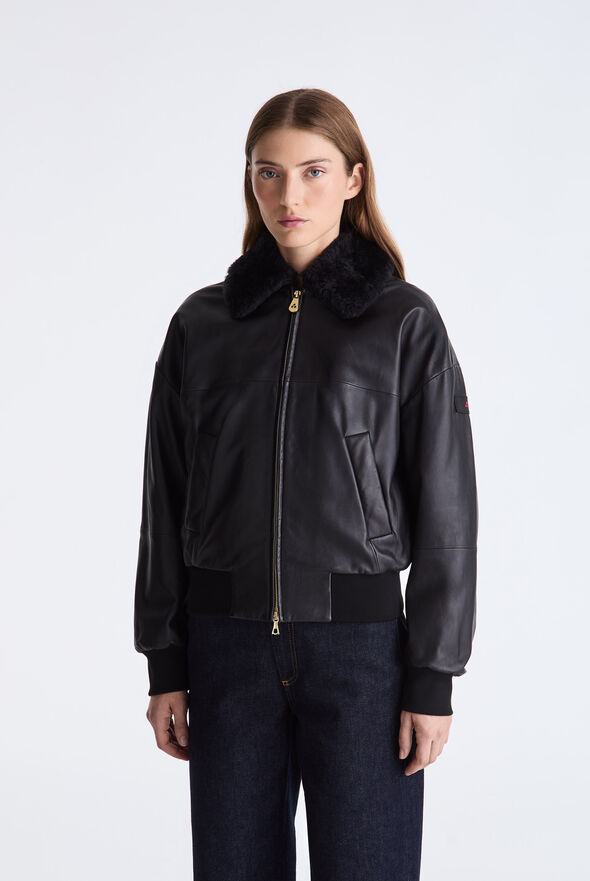 Bomber in pelle con pelliccia di montone  Peuterey - medium