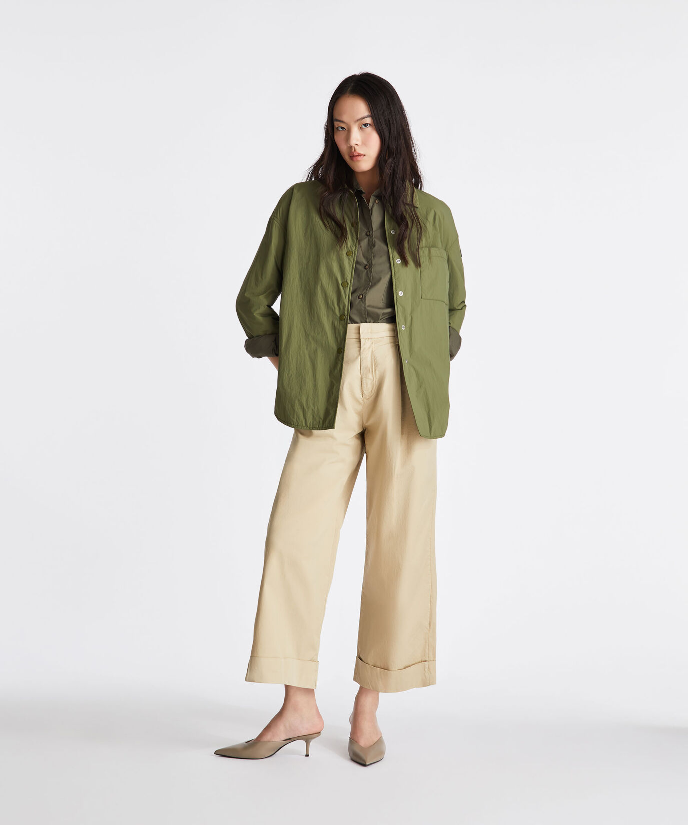 High-waisted cotton poplin trousers  Peuterey - large image number 0