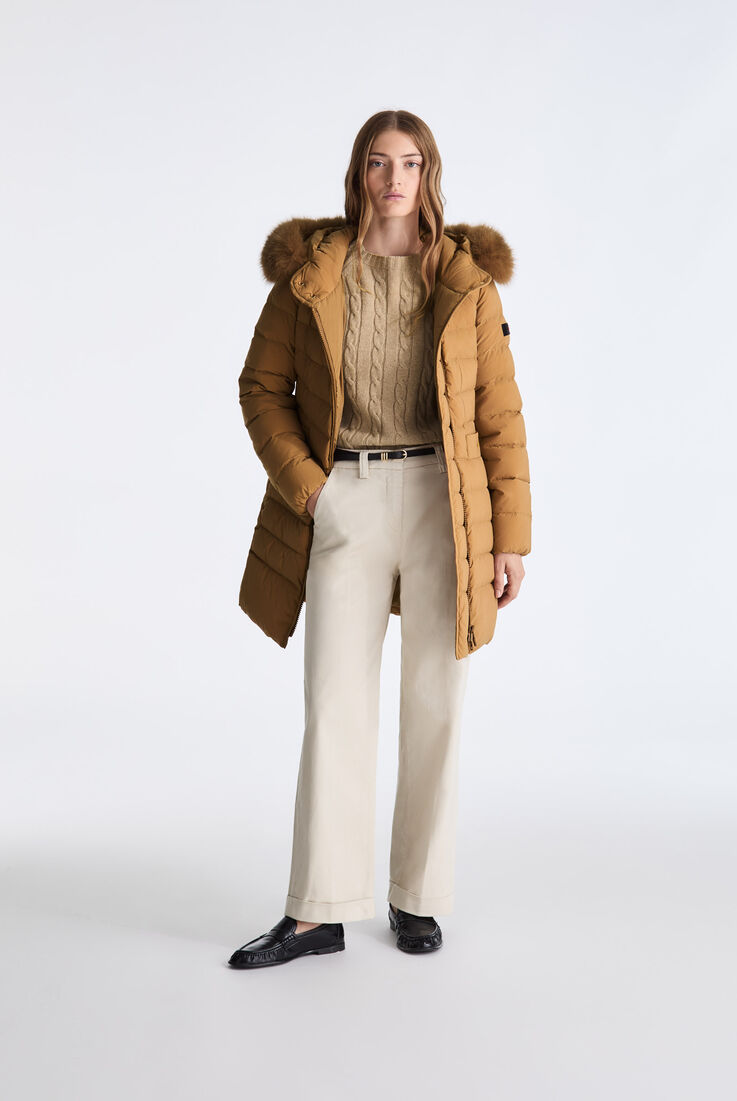 Long Down Jacket with High Collar And Fur Edging  Peuterey - medium