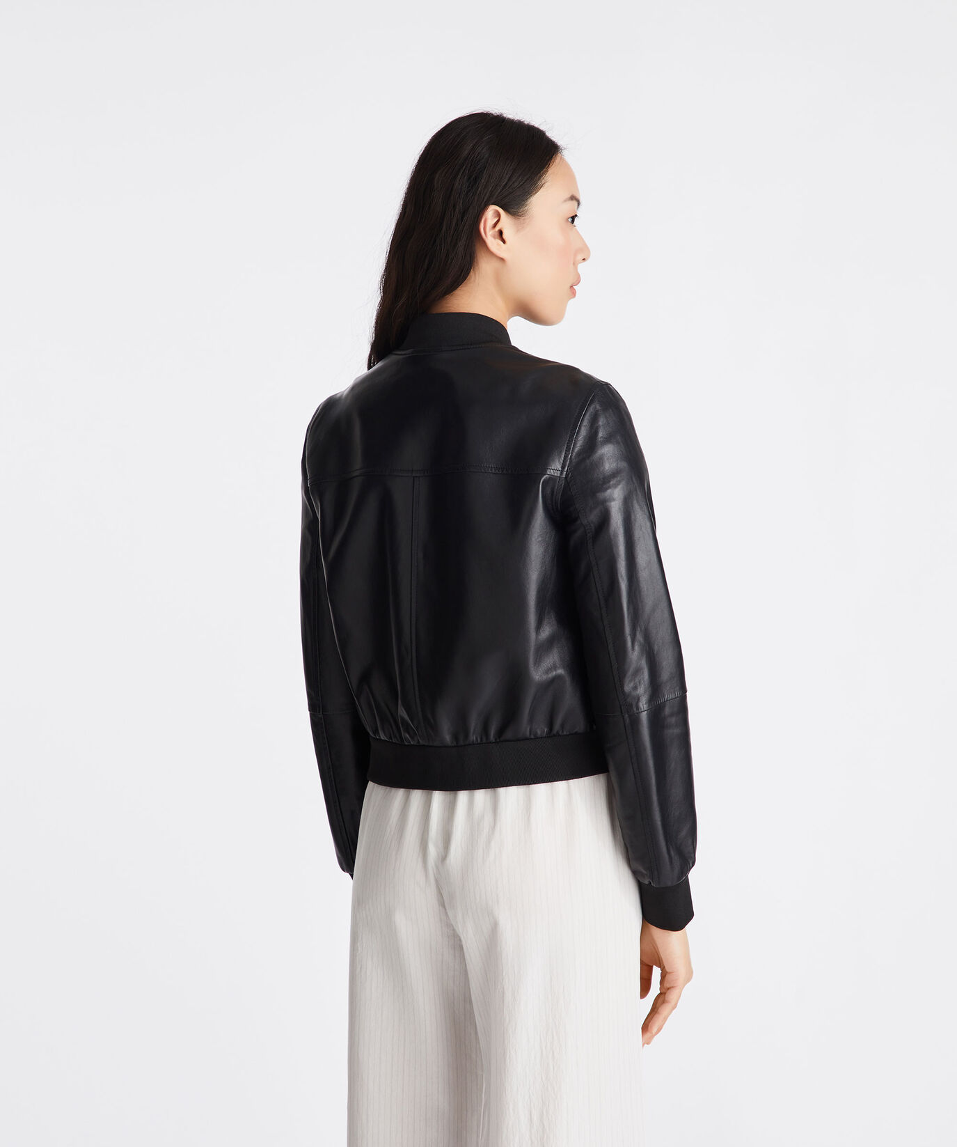 Bomberjacke aus gef&auml;rbtem Nappaleder mit Strick-Details  Peuterey - large