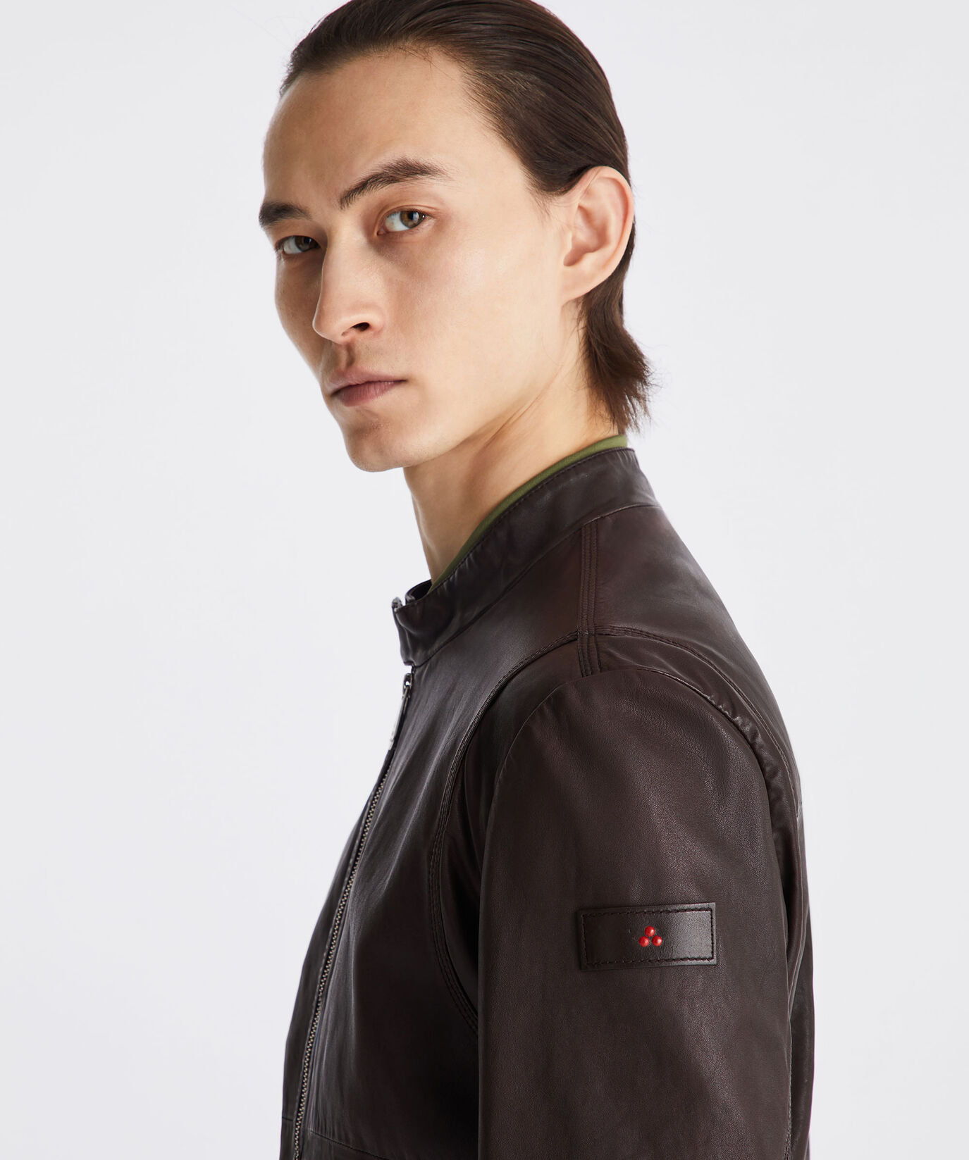 Leather bomber jacket with elastic jersey details  Peuterey - large