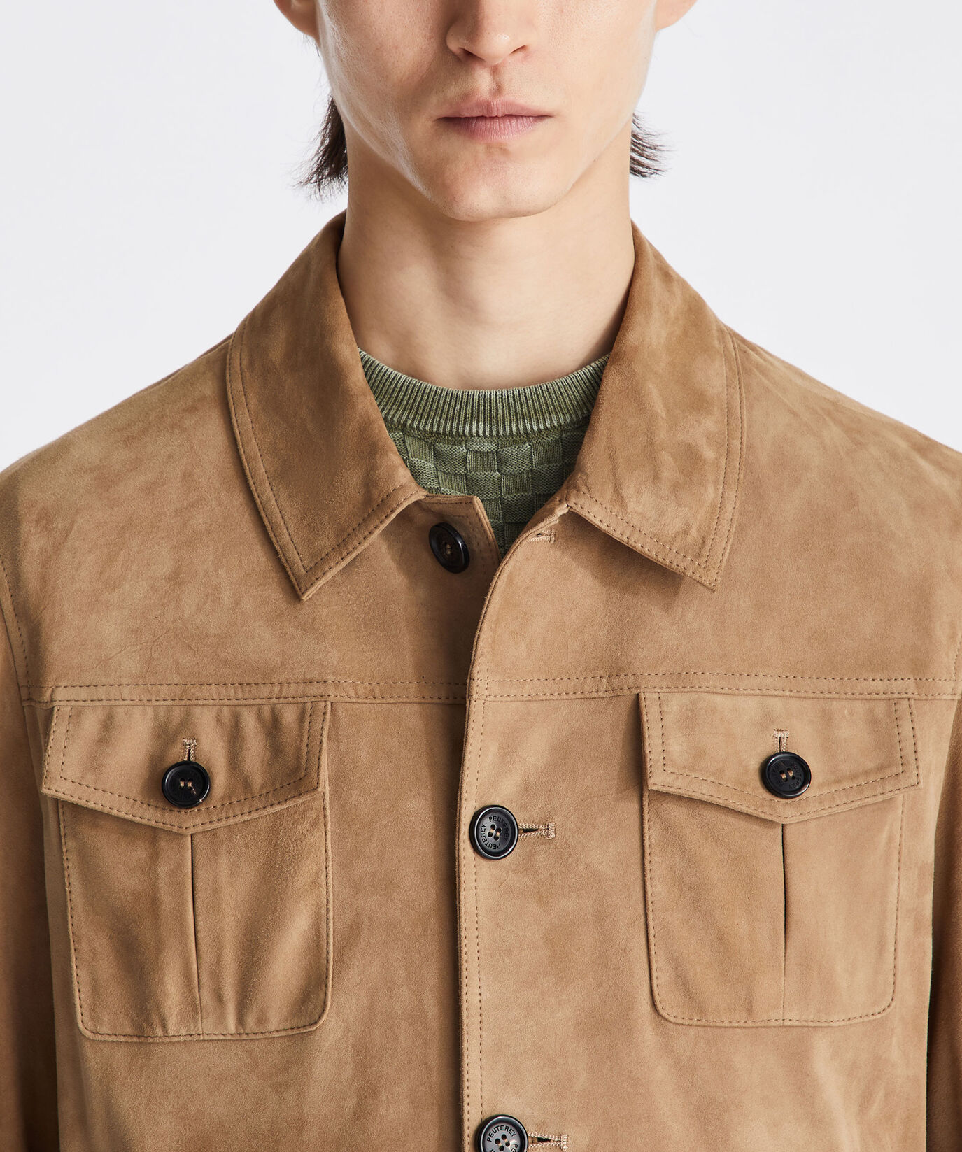 Suede jacket with horn effect buttons  Peuterey - large