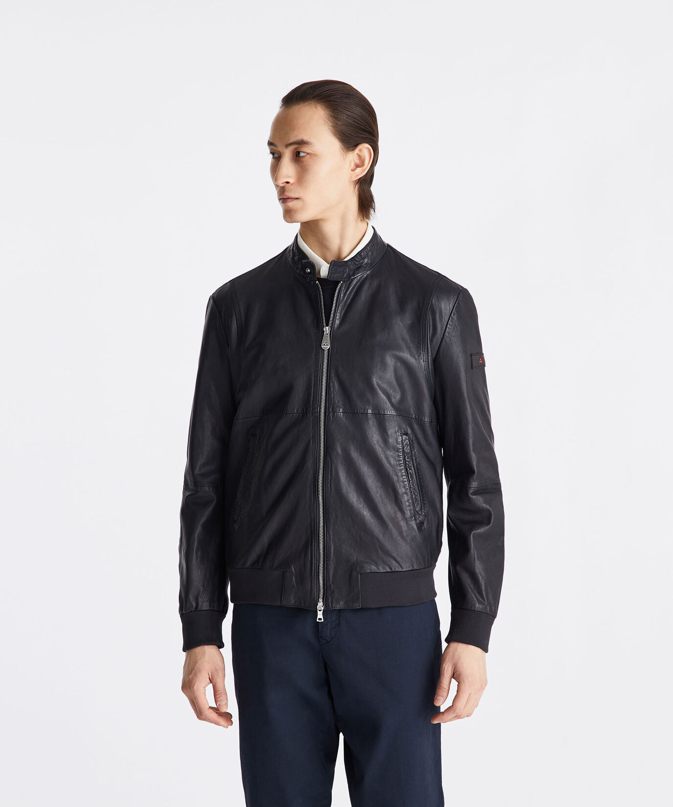 Leather bomber jacket with elastic jersey details  Peuterey - large image number 1