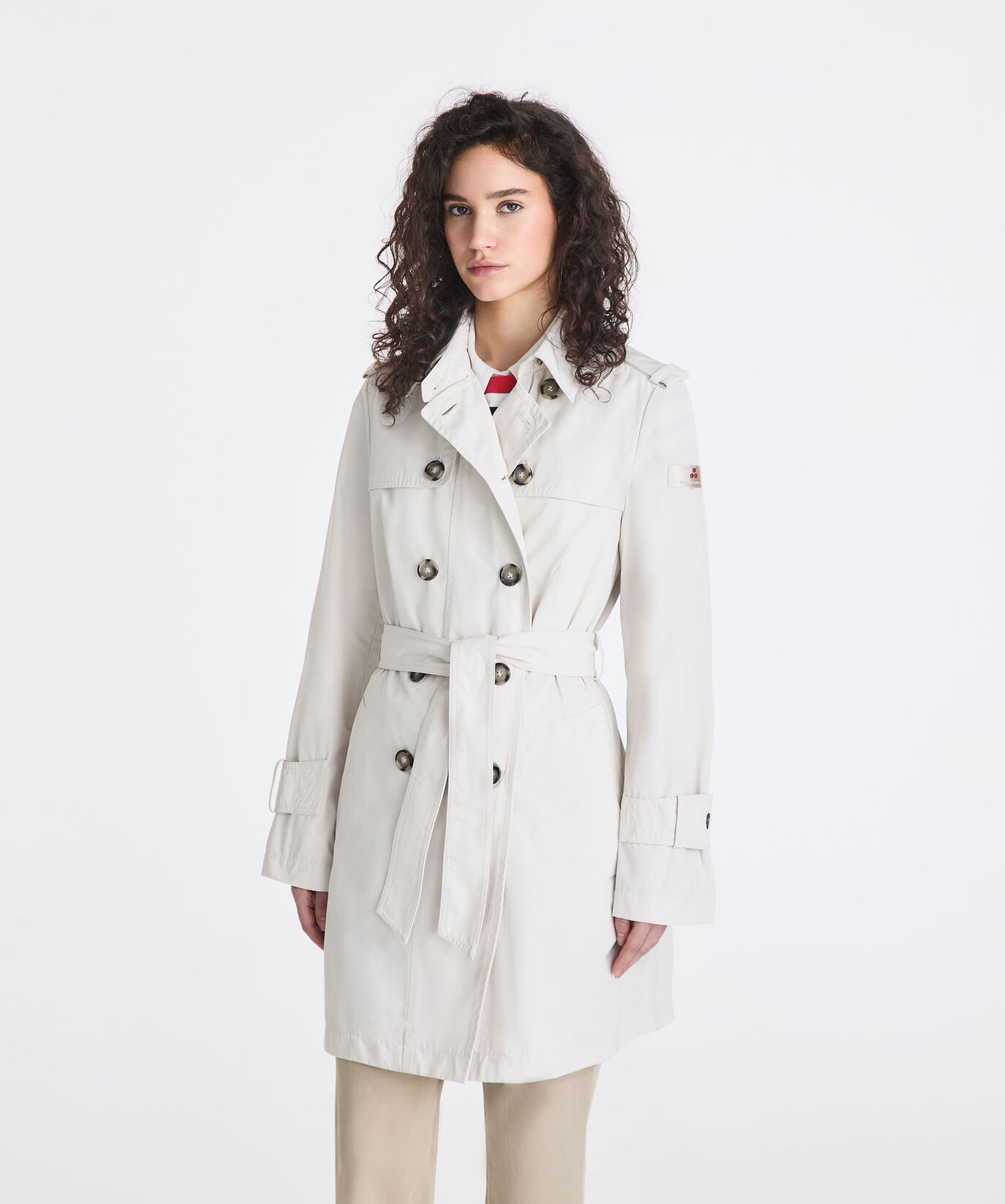 Double-breasted taffeta trench coat with belt  Peuterey - large image number 1