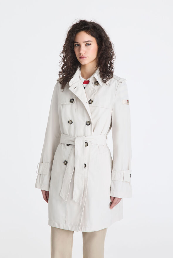 Trench doppiopetto in taffet&agrave; con cintura  Peuterey - medium