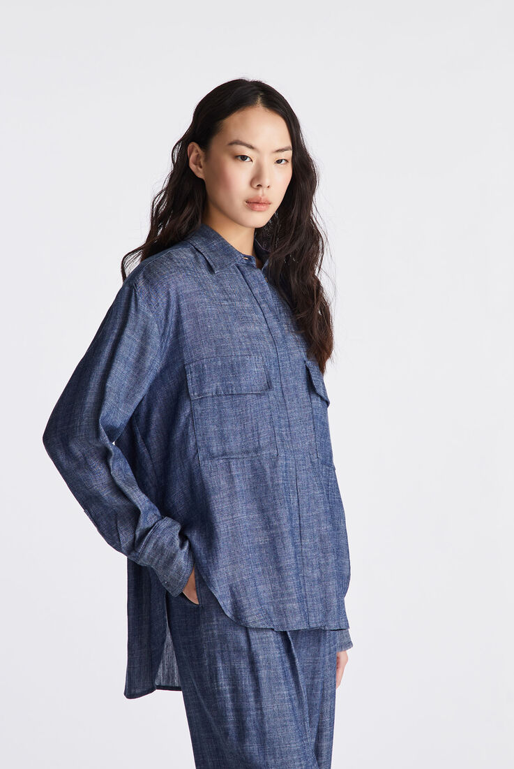 Oversize linen-blend denim shirt  Peuterey - medium