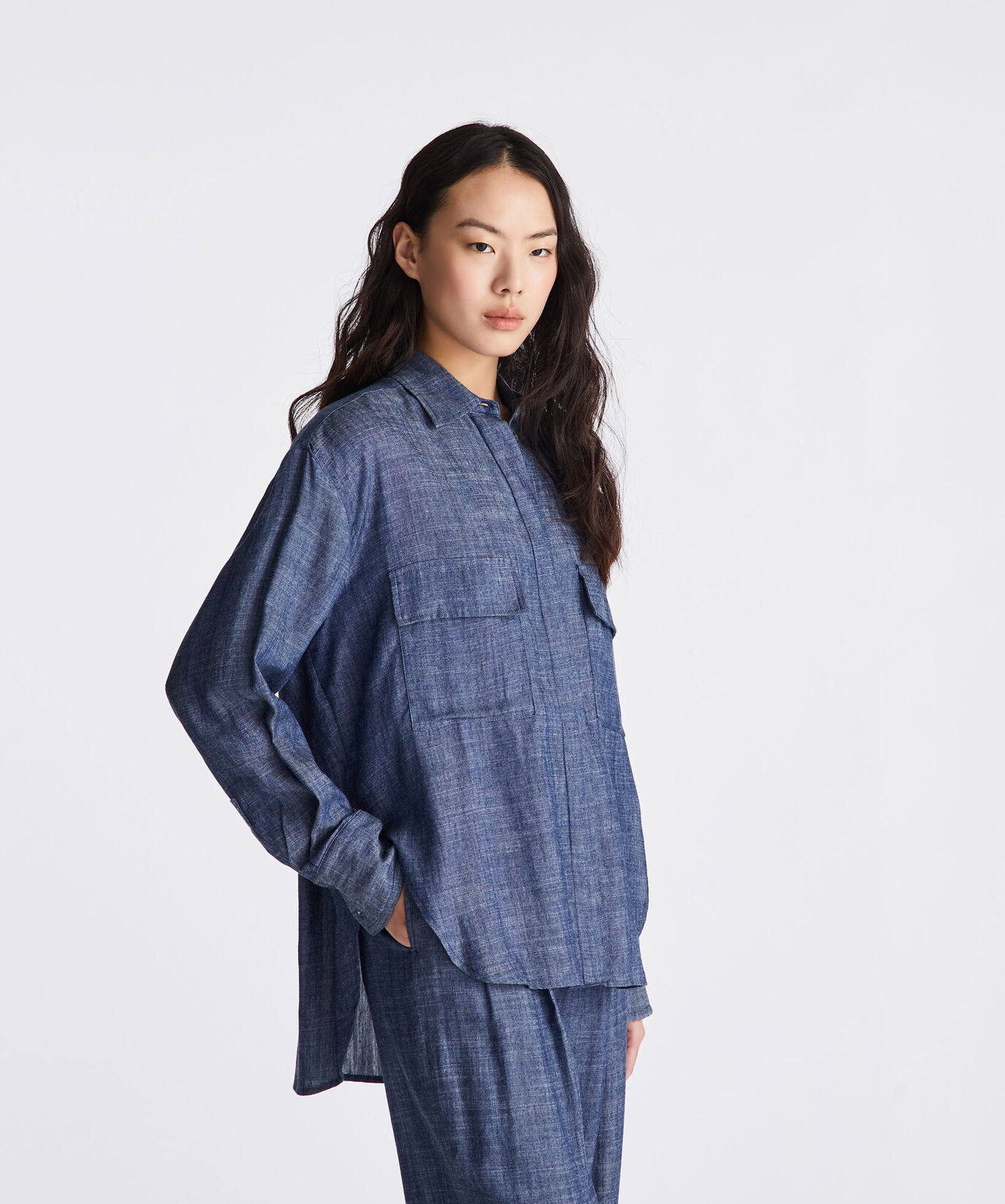 Camisa oversize vaquera en mezcla de lino  Peuterey - large image number 1