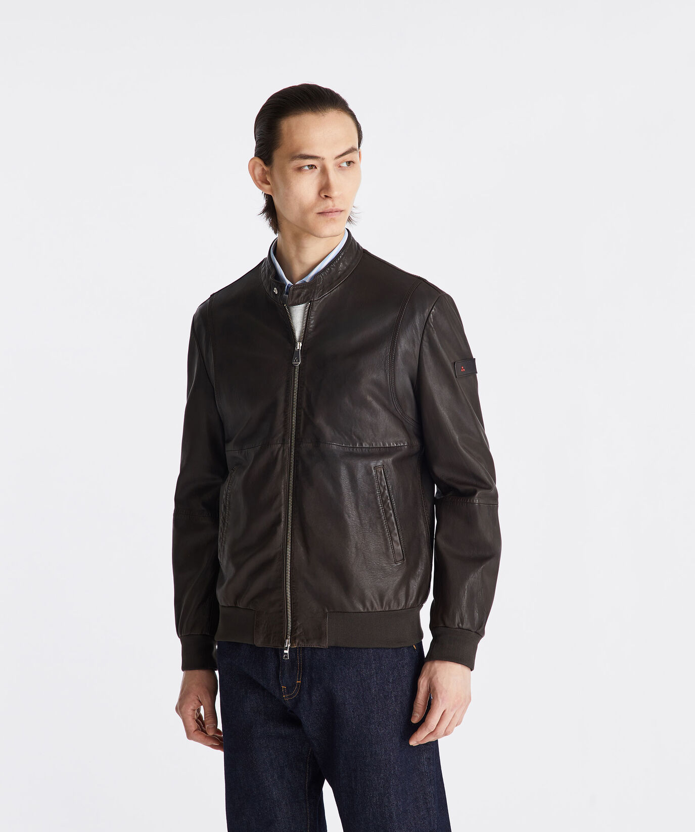 Leather bomber jacket with elastic jersey details  Peuterey - large image number 1