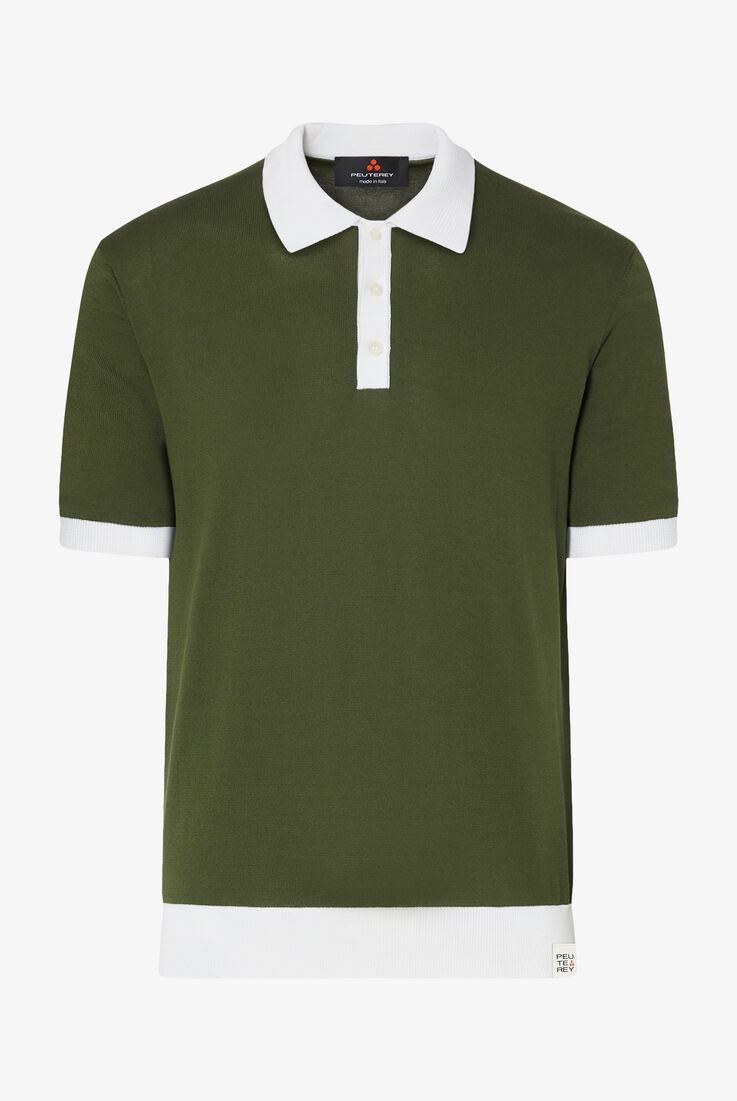Polo en tricot de coton avec d&eacute;tails contrast&eacute;s  Peuterey - still-fondo-neutro