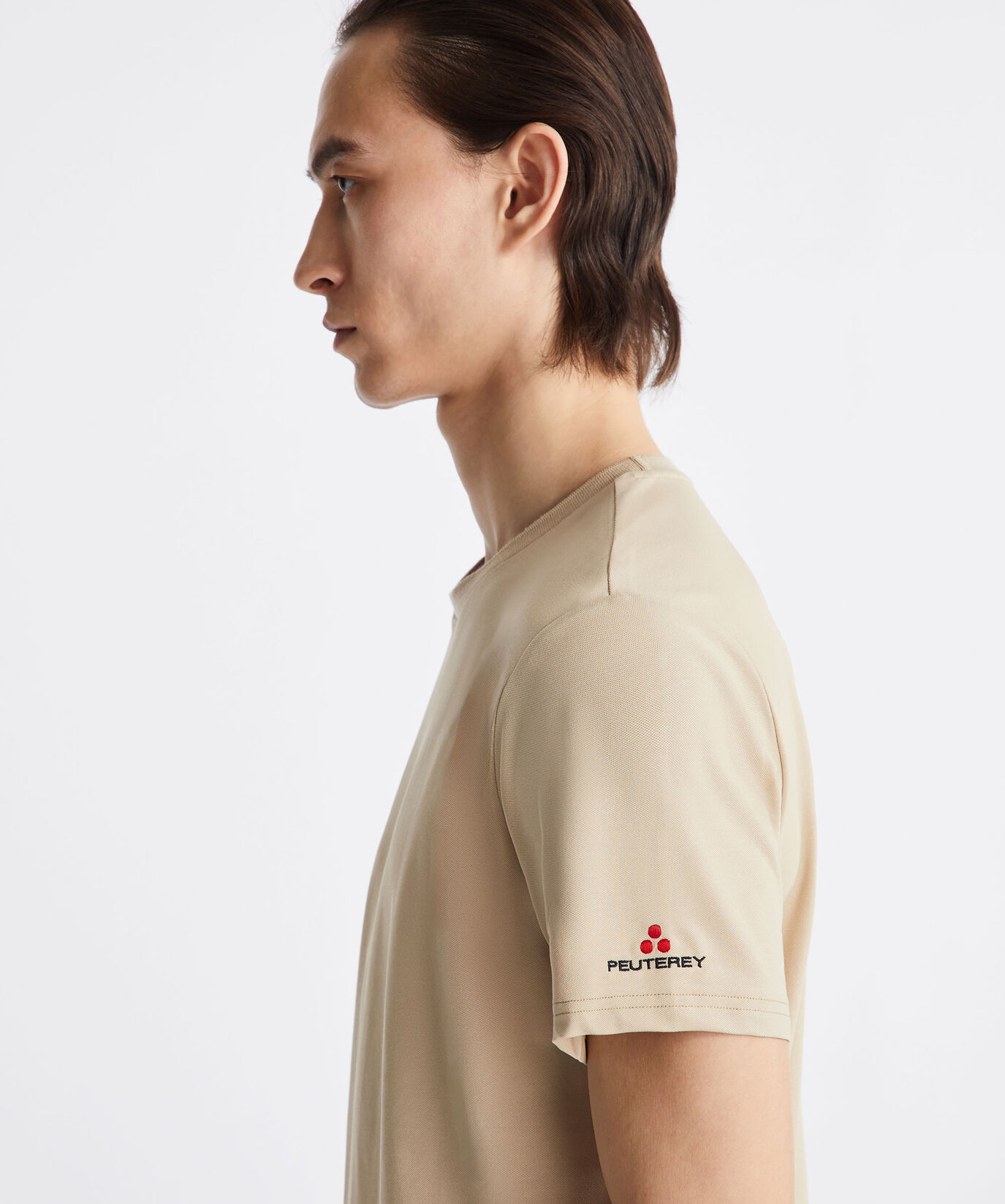 Camiseta de piqu&eacute; el&aacute;stico de algod&oacute;n y seda  Peuterey - large