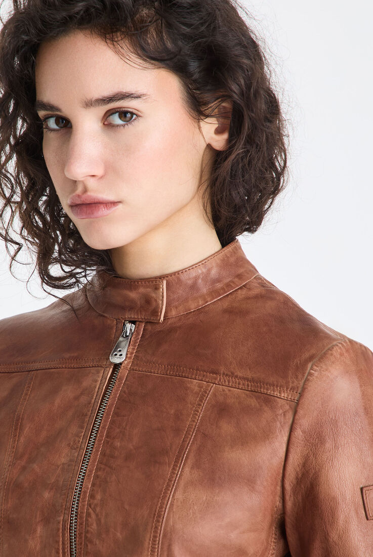 Worn-effect leather biker jacket  Peuterey - medium