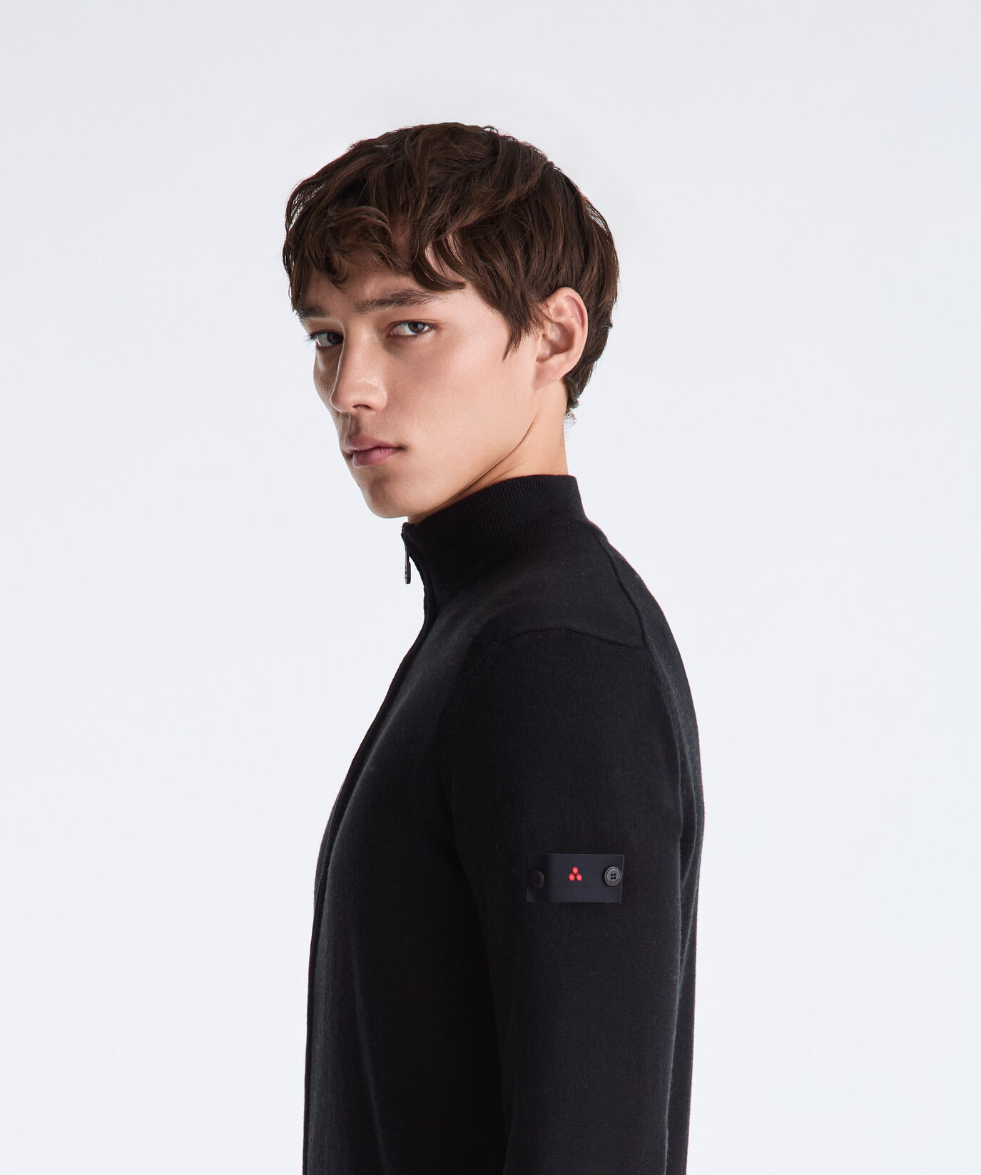 Pull en laine et coton m&eacute;lang&eacute;s, avec fermeture zipp&eacute;e centrale  Peuterey - large