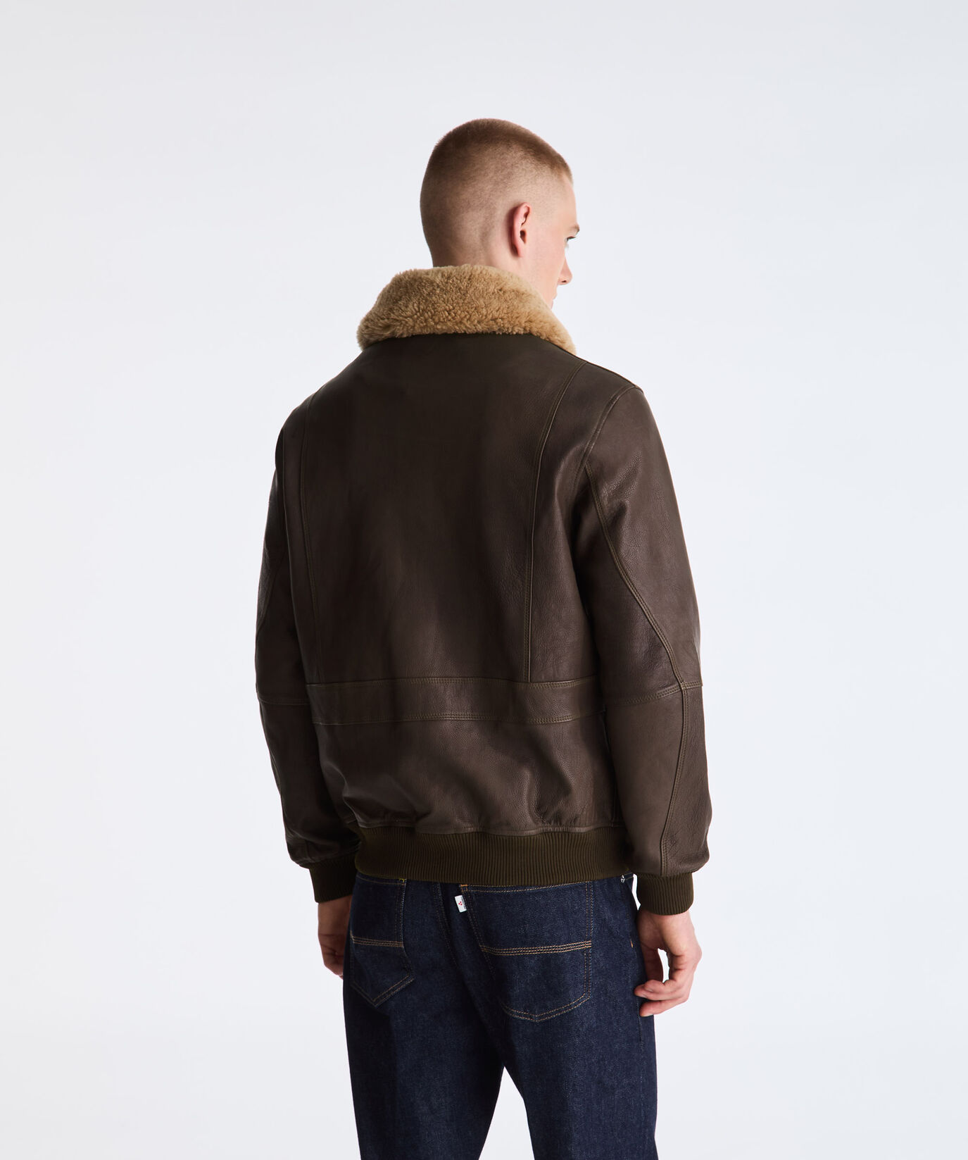 Wool Jersey and Leather Bomber Jacket  Peuterey - large