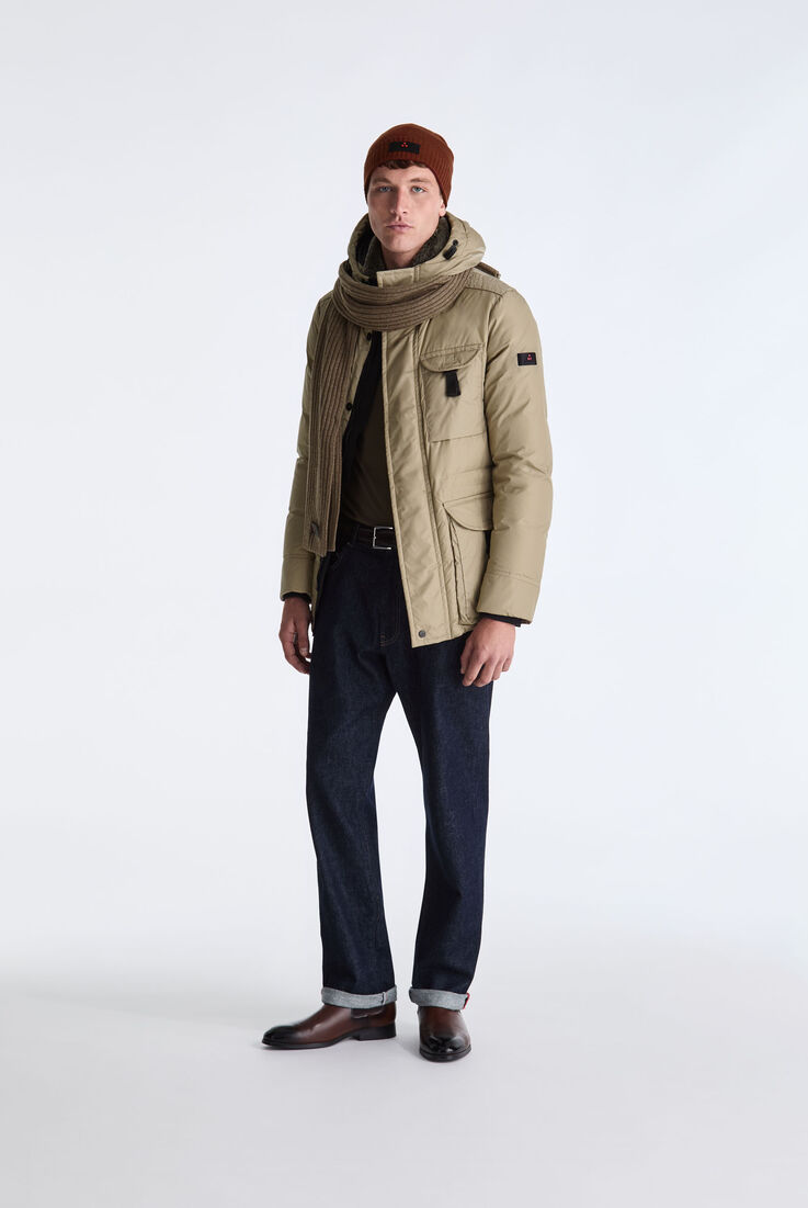 Field jacket in taffet&agrave; con cappuccio in pelliccia  Peuterey - medium