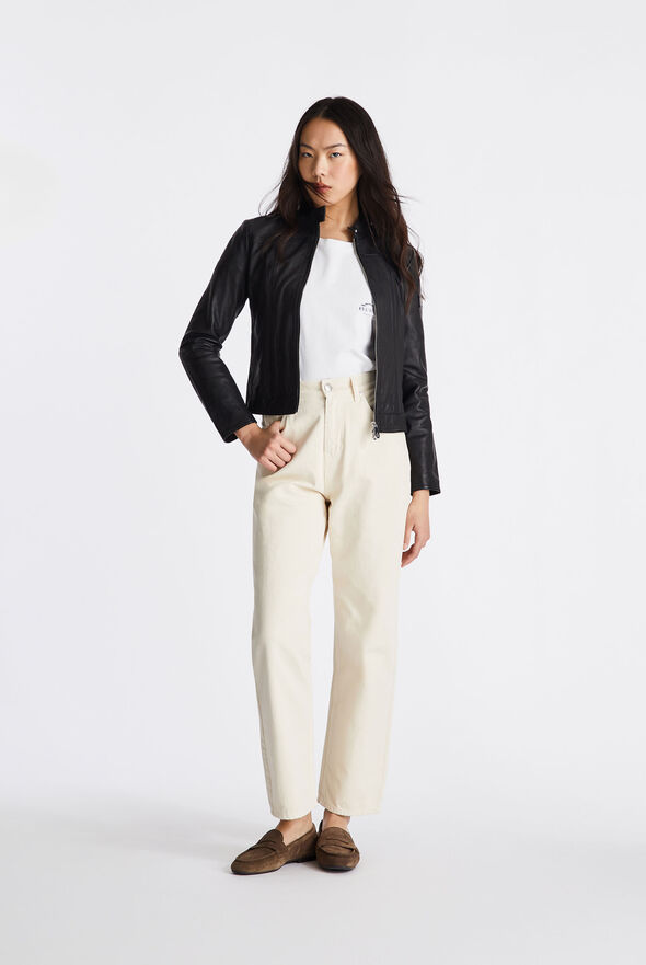 Worn-effect leather biker jacket  Peuterey - medium