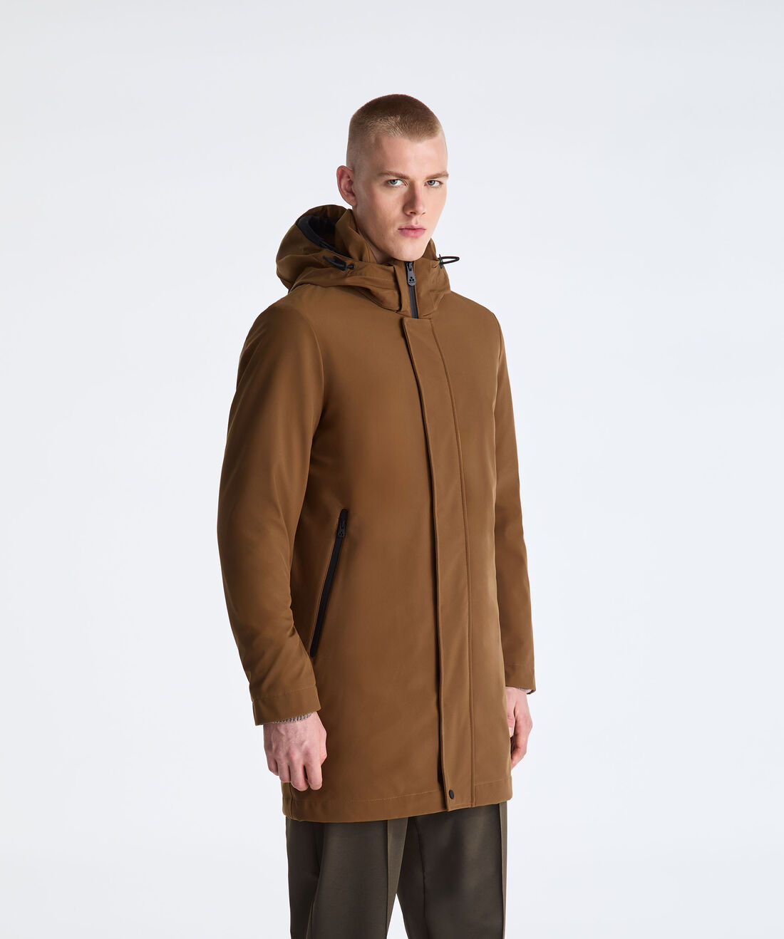 BROWN Smooth Hooded Jacket for Men | Peuterey