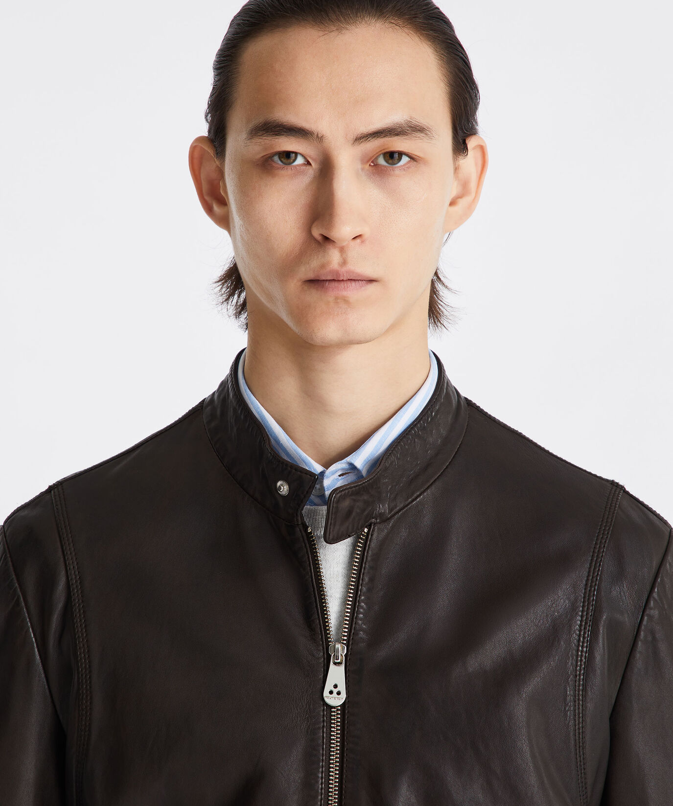 Leather bomber jacket with elastic jersey details  Peuterey - large