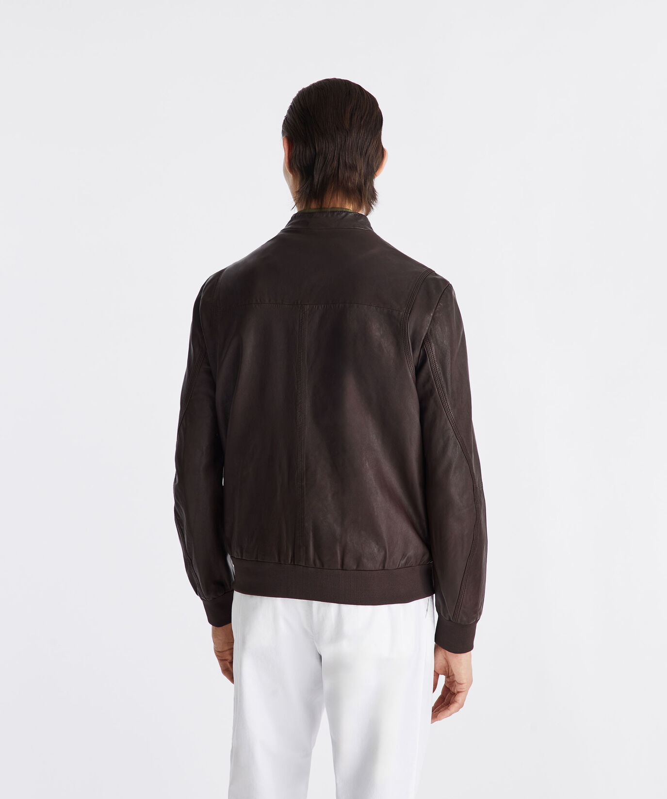 Leather bomber jacket with elastic jersey details  Peuterey - large