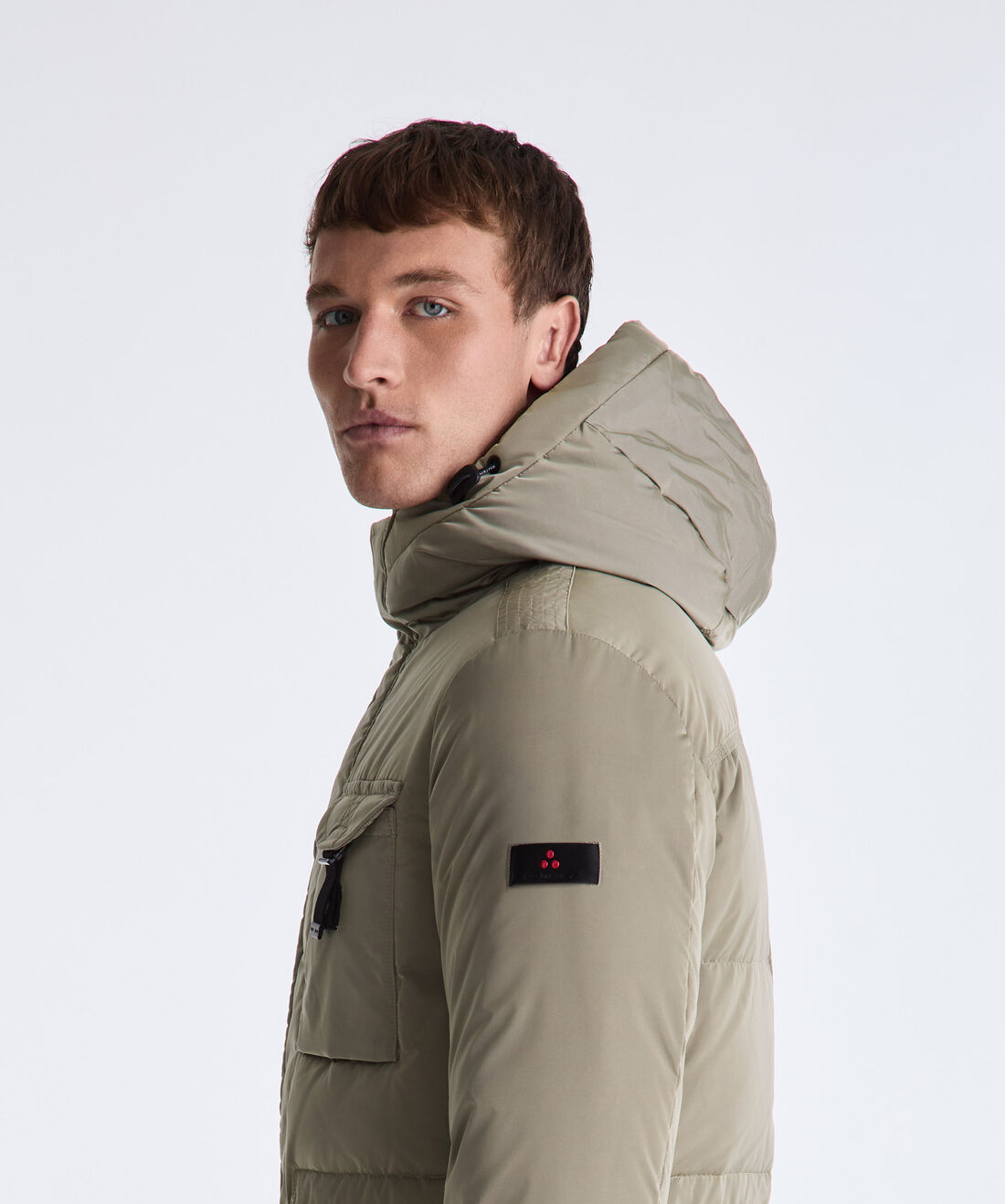 BEIGE Taffeta Field Jacket with Fur Hood for Men | Peuterey