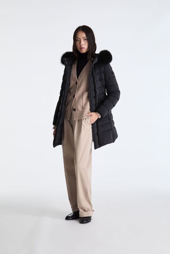 Long Down Jacket with High Collar And Fur Edging  Peuterey - medium