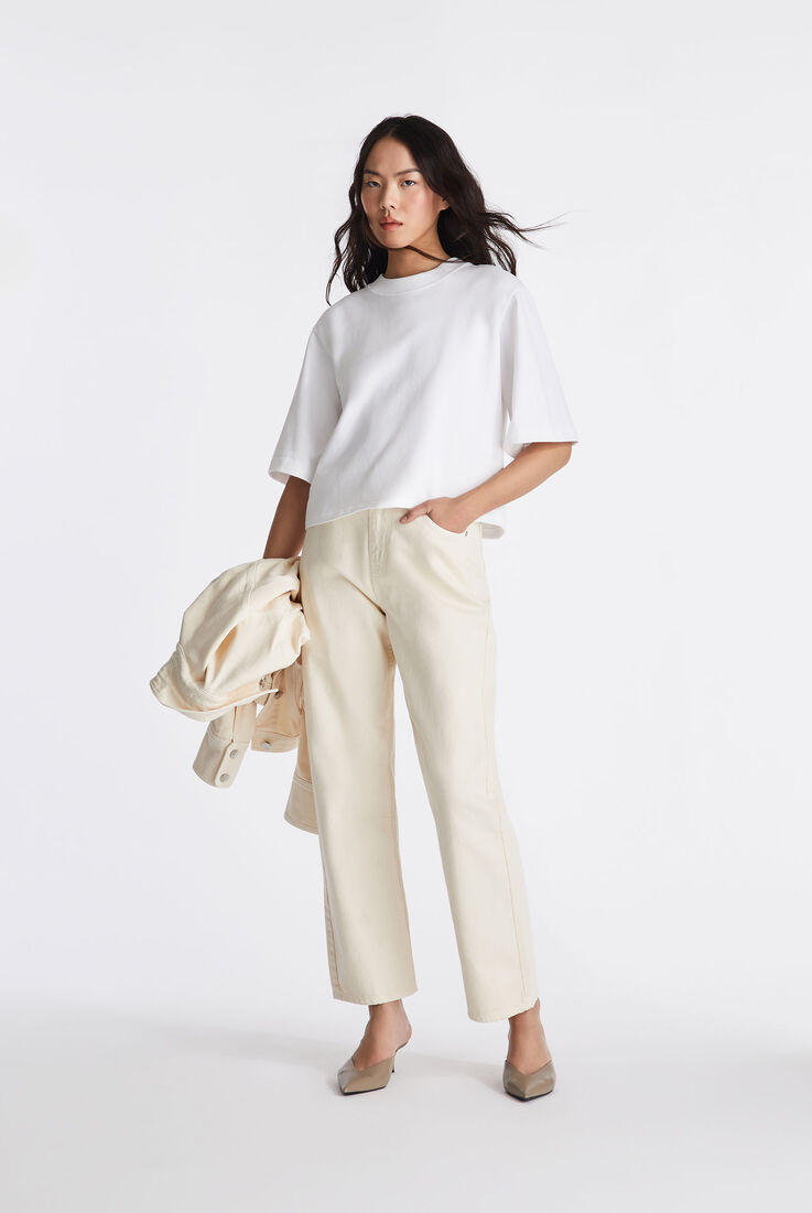 Pantalon en serg&eacute; de coton coupe mom  Peuterey - medium