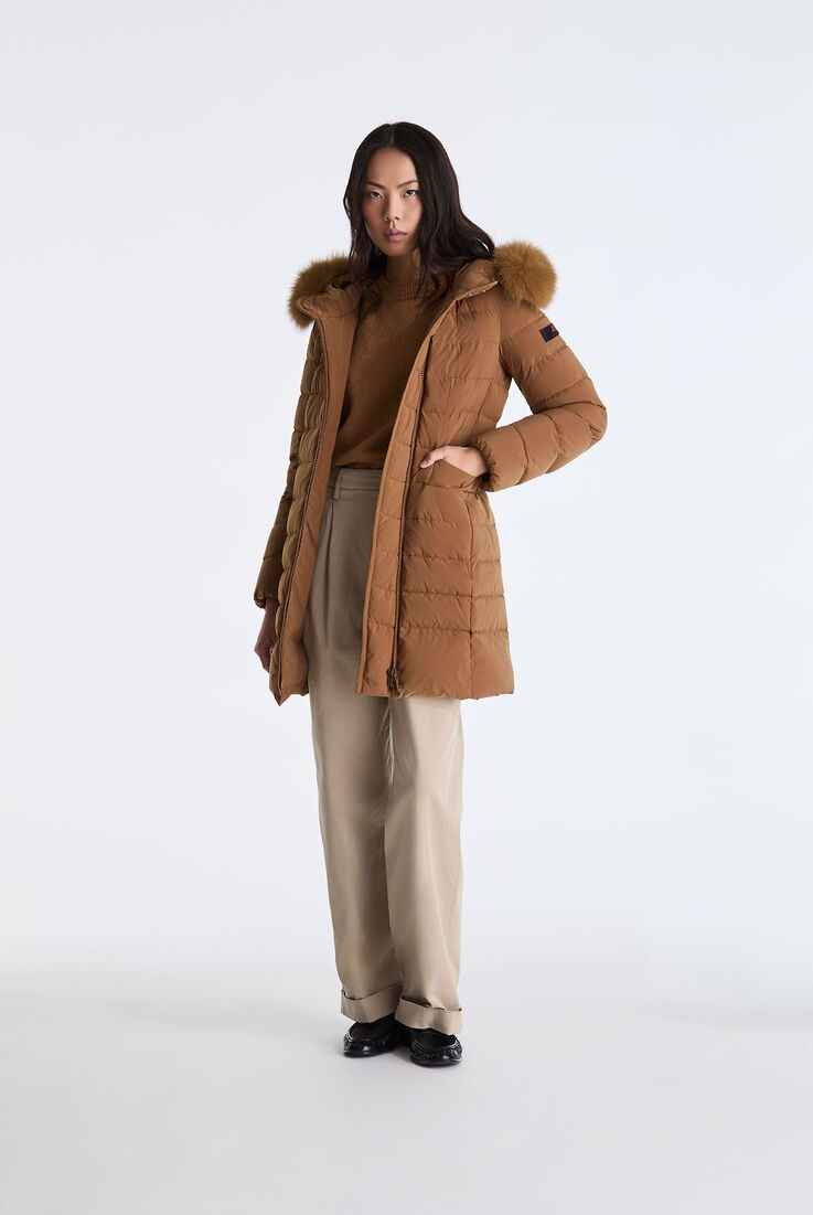 Lange Daunenjacke mit hohem Kragen und Pelzbesatz  Peuterey - medium