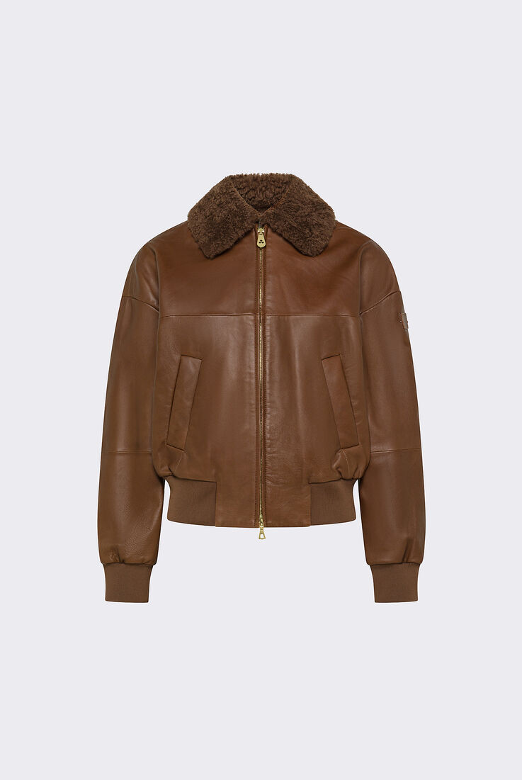 Leather Bomber Jacket with Sheepskin Trim  Peuterey - medium