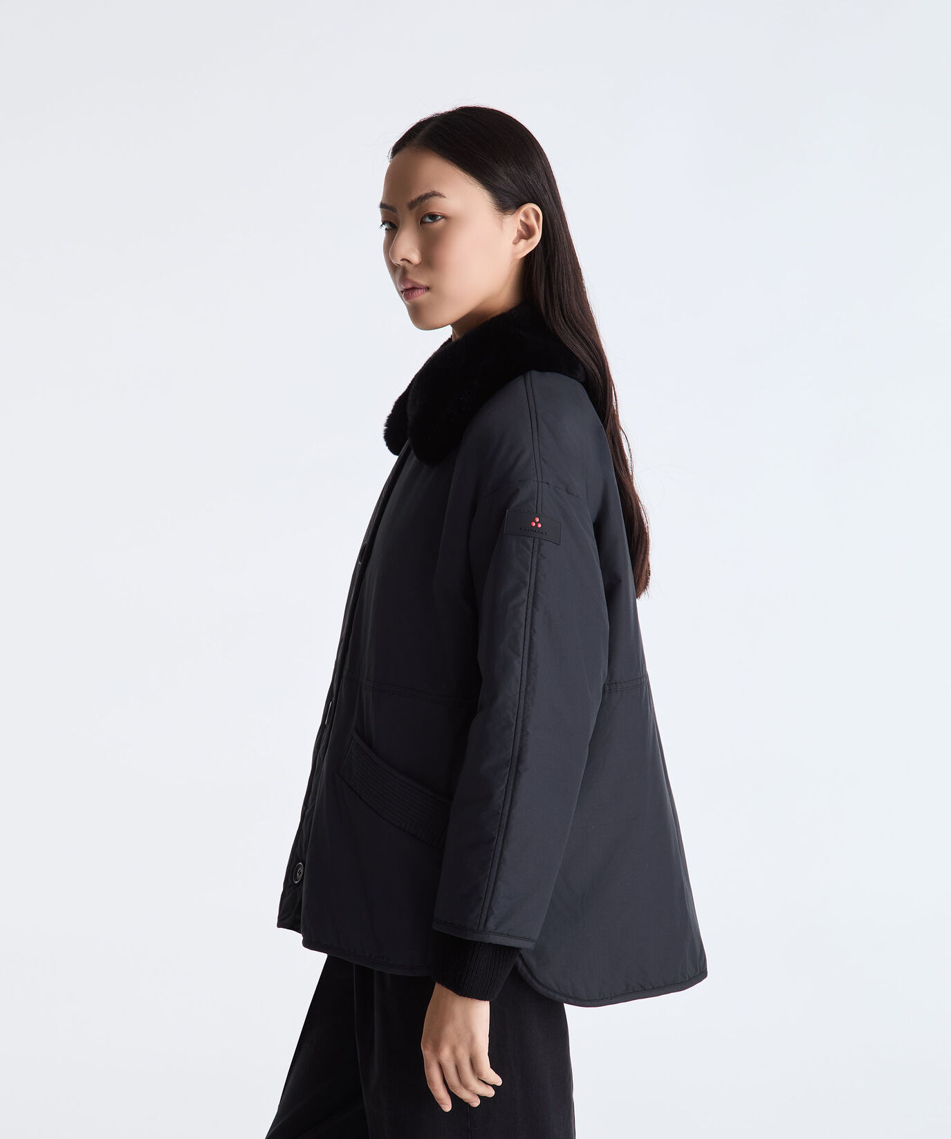 Beidseitig tragbare Jacke mit abnehmbarem Pelzkragen  Peuterey - large