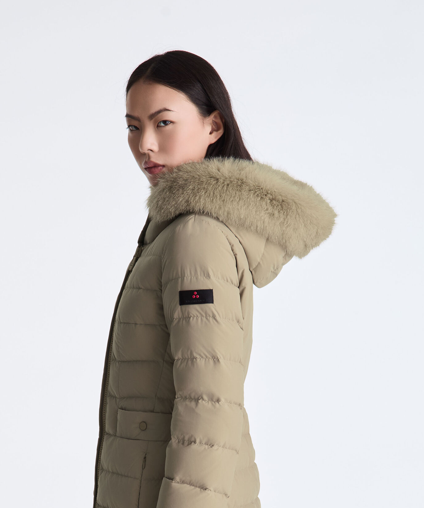 Long Down Jacket with High Collar And Fur Edging  Peuterey - large image number 2