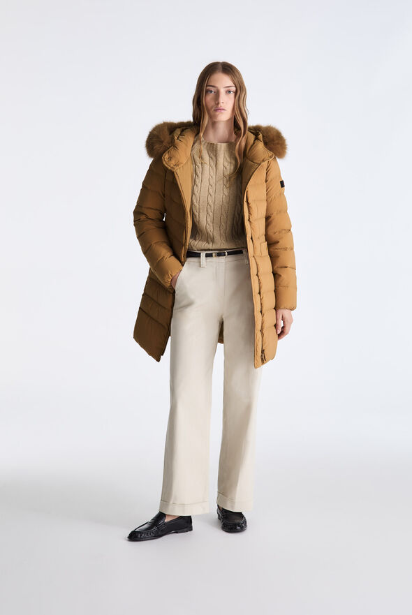 Long Down Jacket with High Collar And Fur Edging  Peuterey - medium