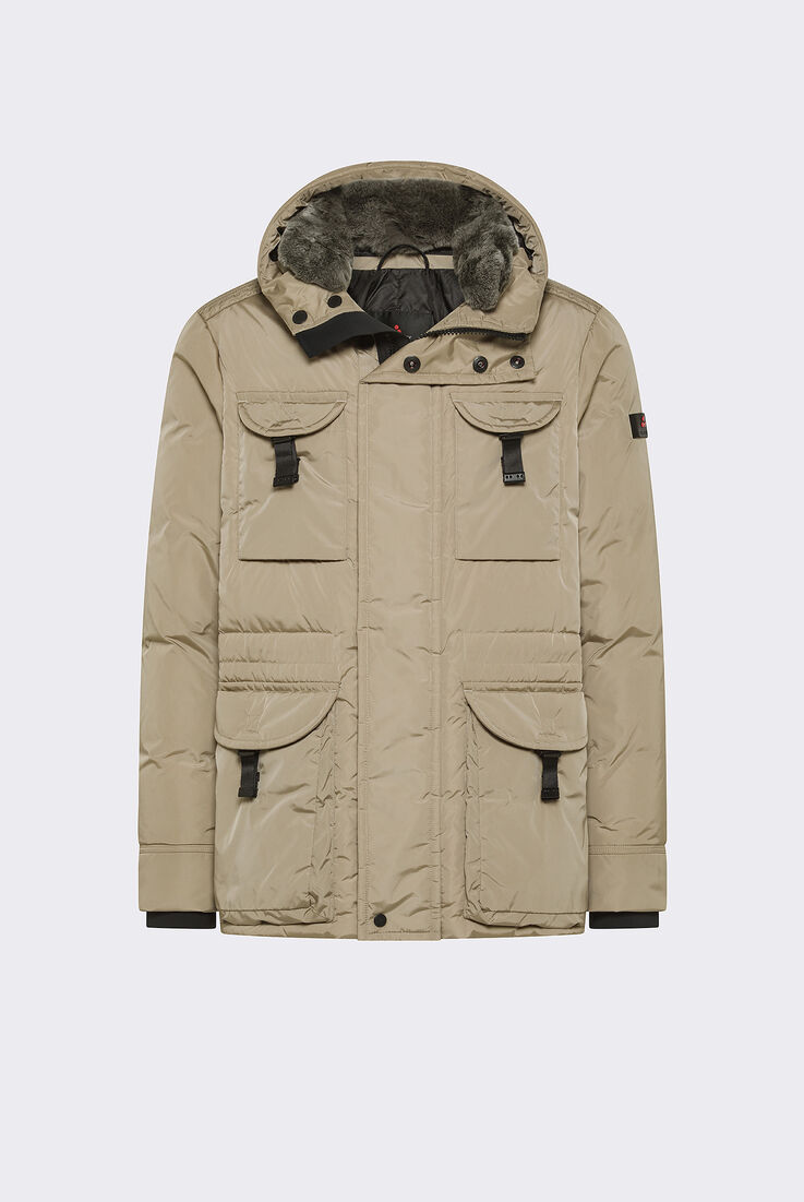 Field jacket in taffet&agrave; con cappuccio in pelliccia  Peuterey - medium