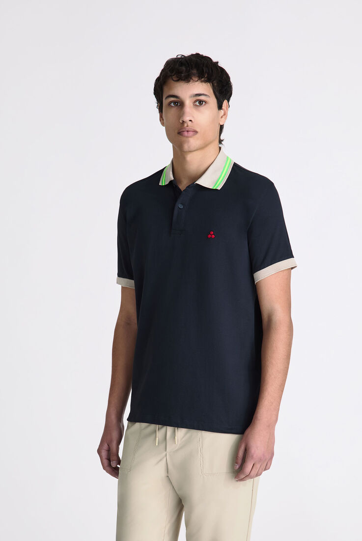 Polo en piqu&eacute; de coton stretch avec d&eacute;tails fluo  Peuterey - medium