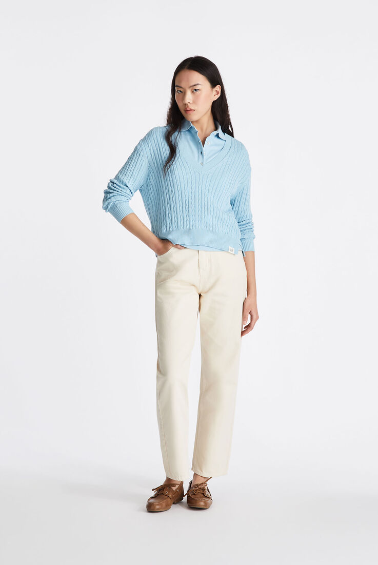Pull &agrave; torsades avec encolure en V  Peuterey - medium