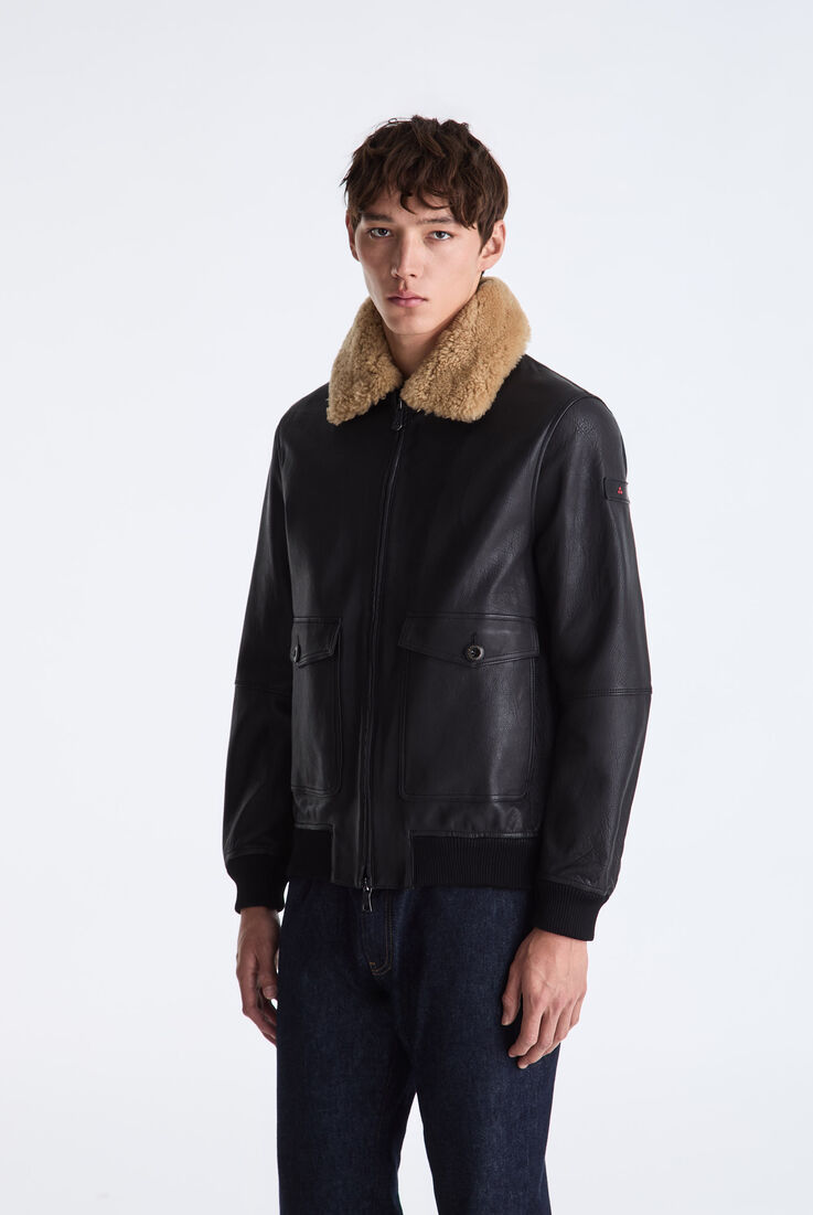 Wool Jersey and Leather Bomber Jacket  Peuterey - medium