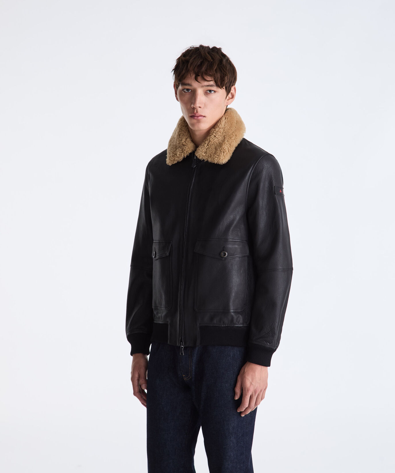 Bomber in pelle e jersey di lana  Peuterey - large image number 1