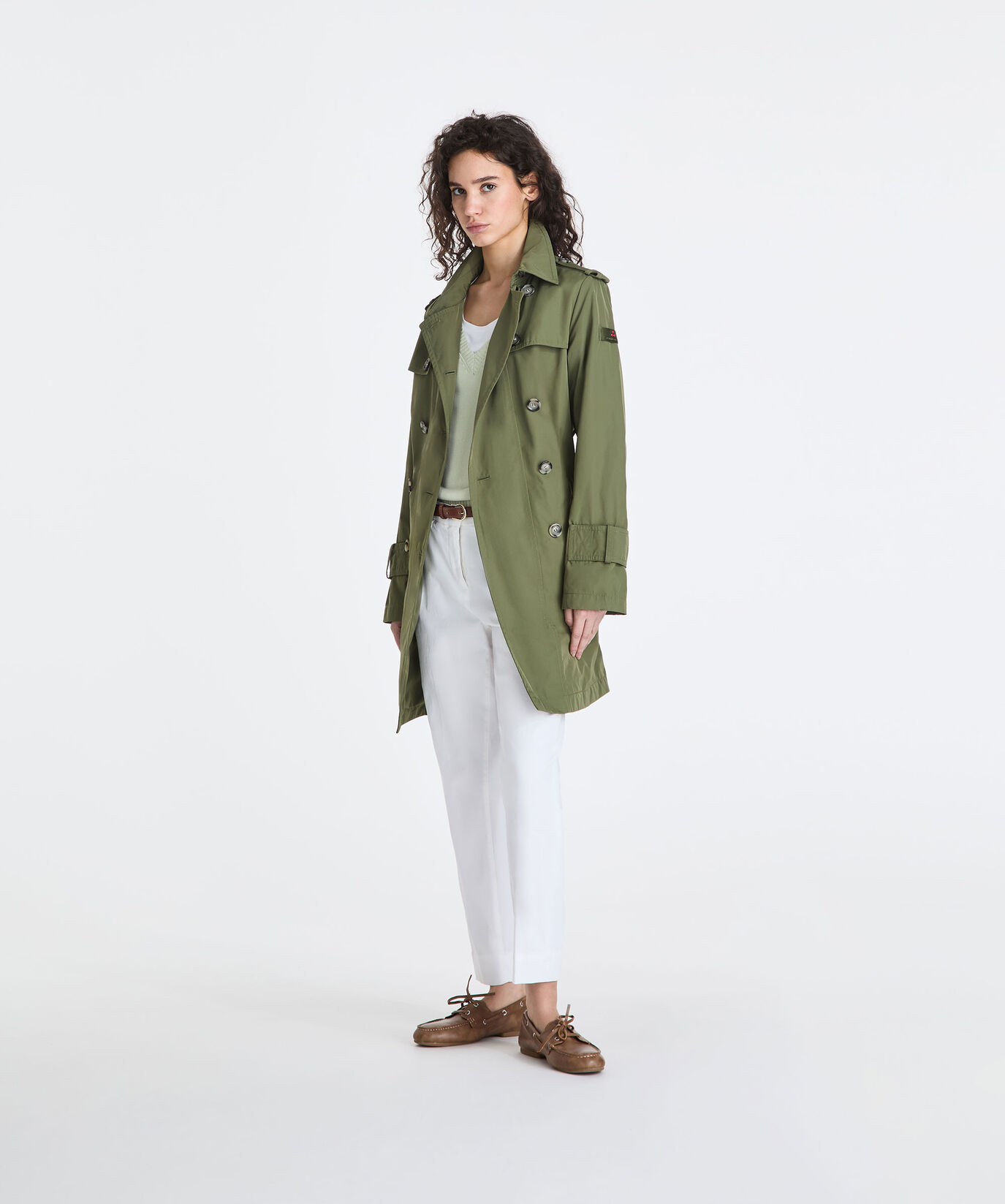 Double-breasted taffeta trench coat with belt  Peuterey - large image number 0