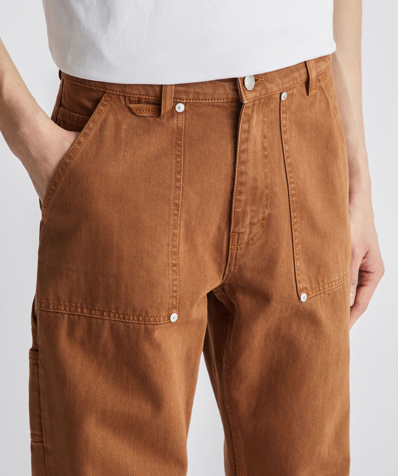 Pantalon en coton effet us&eacute;  Peuterey - large