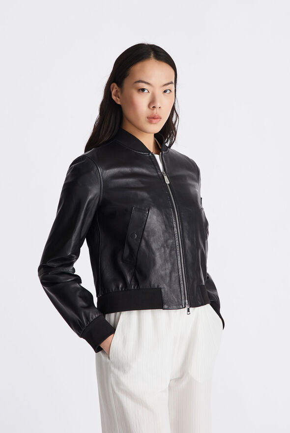 Dyed Nappa leather bomber jacket with knitted details  Peuterey - medium